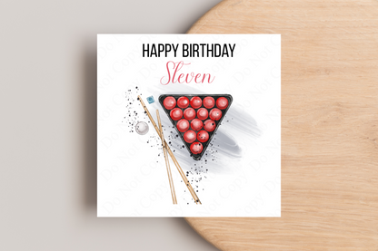 Personalised Snooker Birthday Card