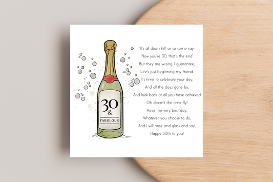 30 and Fabulous Birthday Card