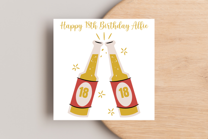 Personalised Cheers! Beer bottle Birthday Card
