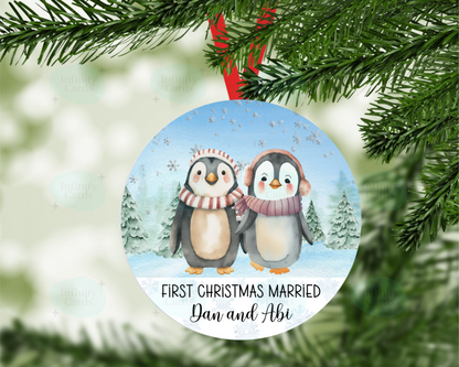 Personalised Penguin Family Christmas Tree Decoration