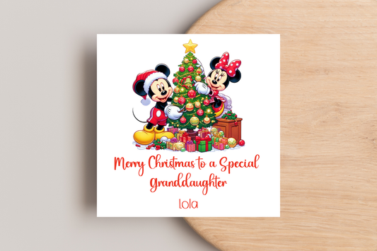 Personalised Mickey and Minnie Christmas Card