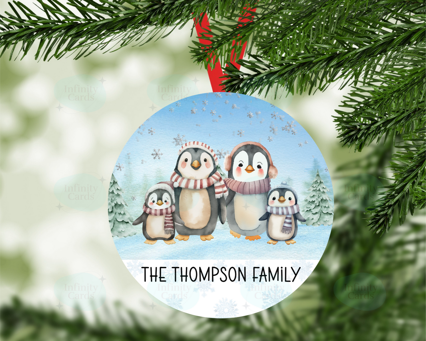 Personalised Penguin Family Christmas Tree Decoration
