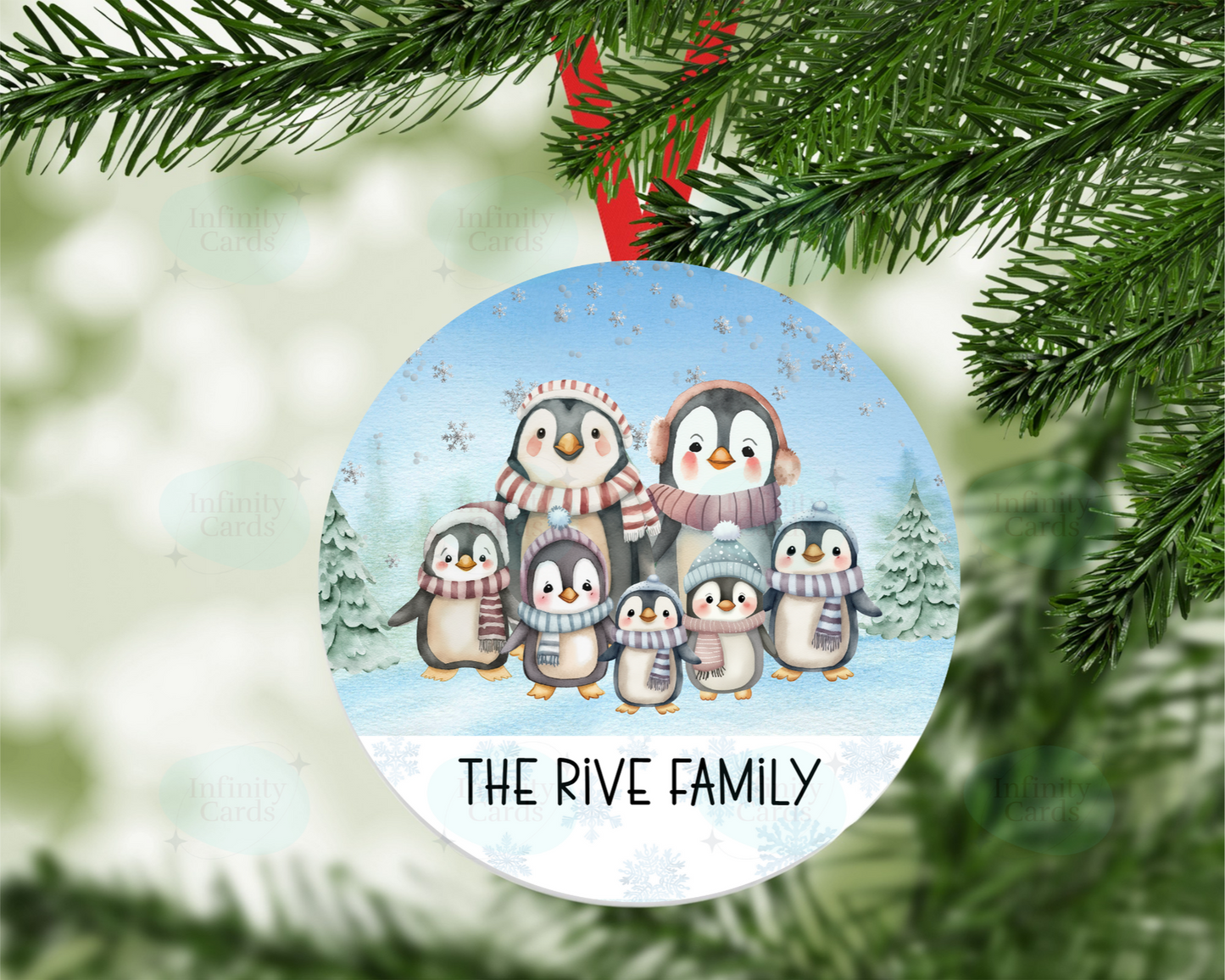 Personalised Penguin Family Christmas Tree Decoration