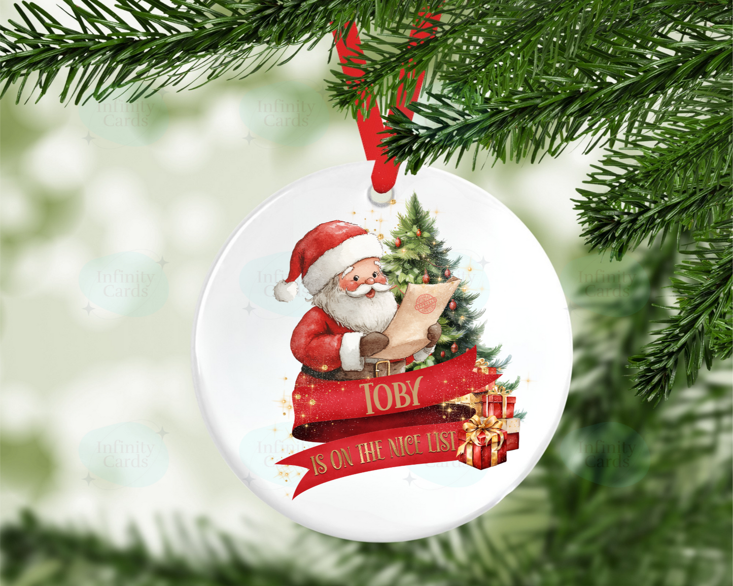Personalised On the Nice List Christmas Tree Decoration