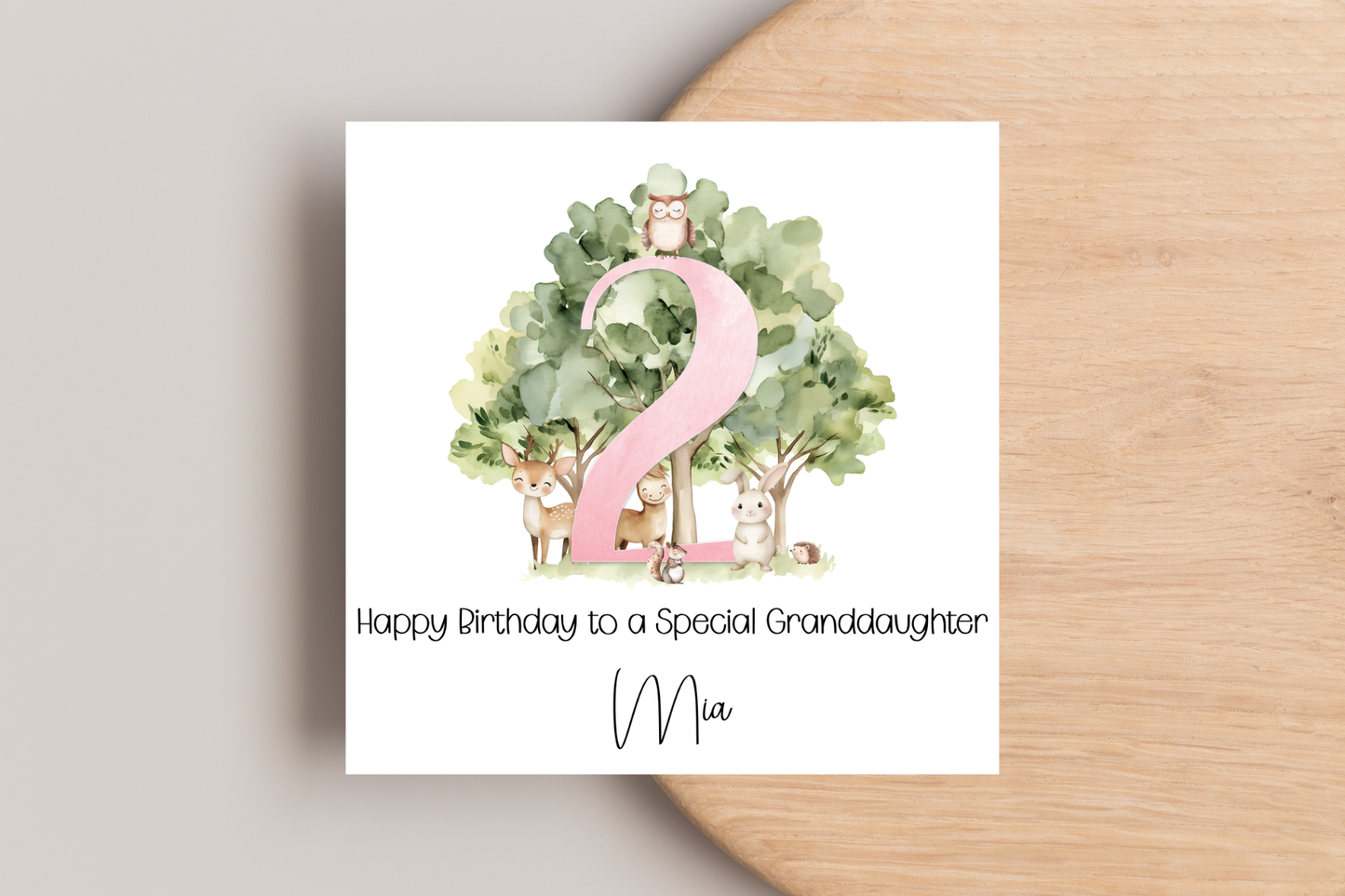 Personalised Woodland Animal 2nd Birthday Card