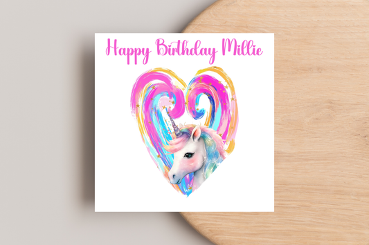Personalised Unicorn Birthday Card