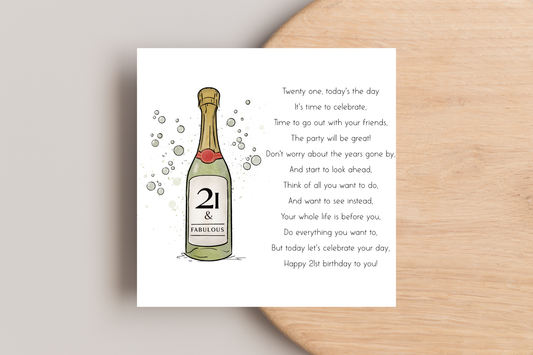 21 and Fabulous Birthday Card