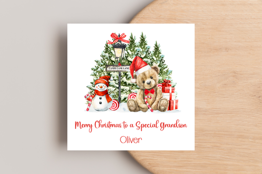 Personalised Teddy Bear Christmas Card