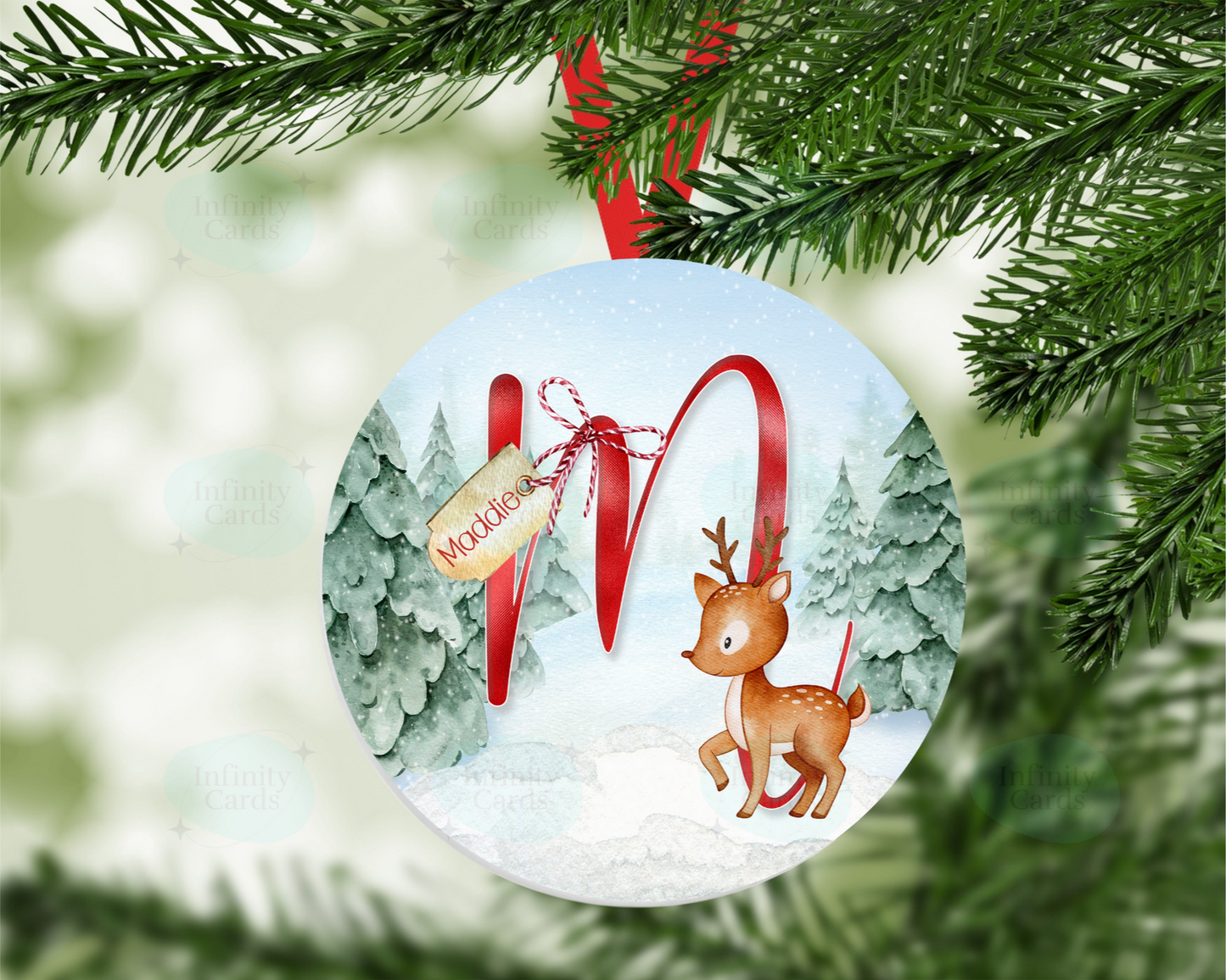 Personalised Reindeer Initial Christmas Tree Decoration