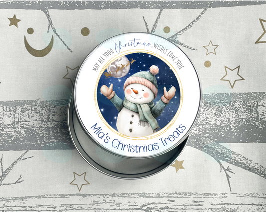 Personalised Snowman Christmas Treats Tin