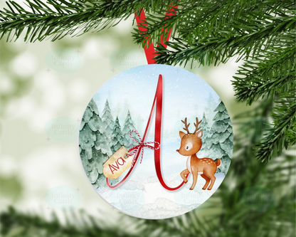 Personalised Reindeer Initial Christmas Tree Decoration