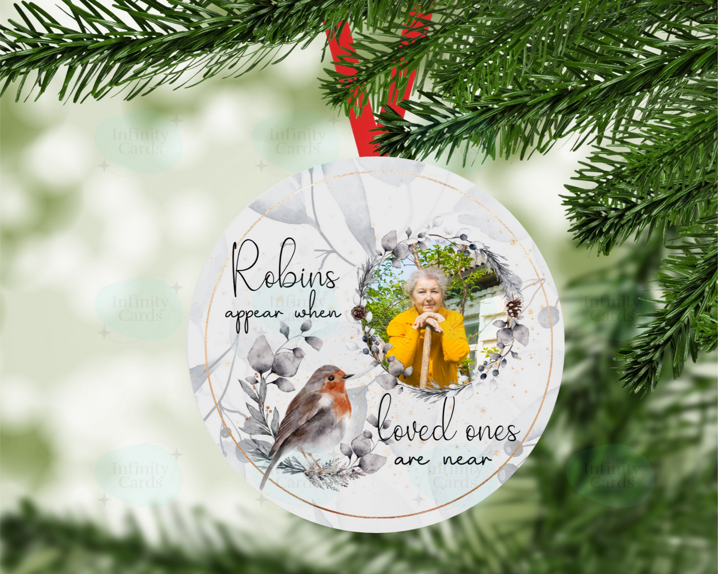Robins Appear When Love Ones Are Near Photo Christmas Tree Decoration