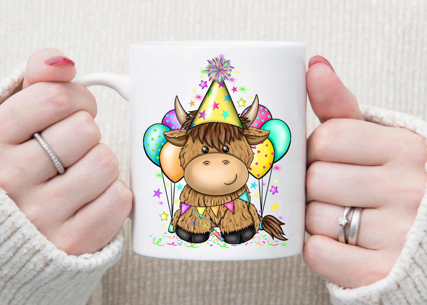 Personalised Highland Cow Birthday Mug