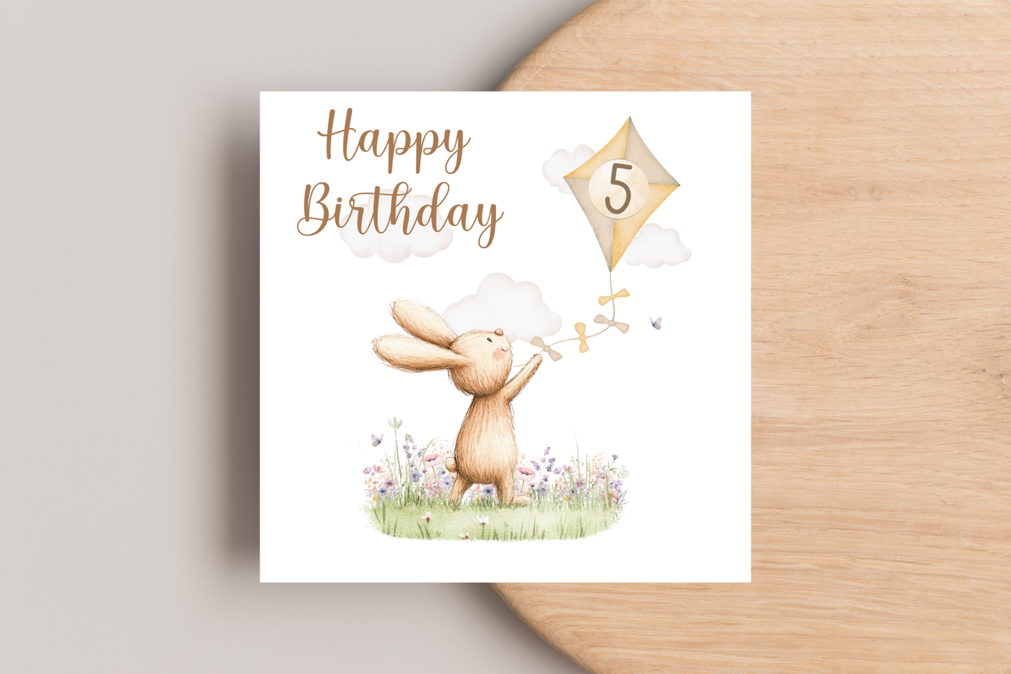 Bunny Kite Flying Birthday Card