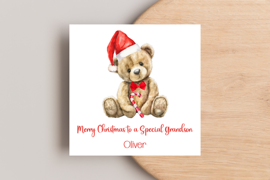Personalised Teddy Bear Christmas Card