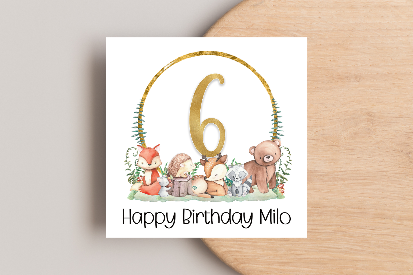Personalised Woodland Animals Birthday Card
