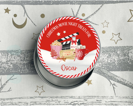 Personalised Christmas Movie Night Treat Tin