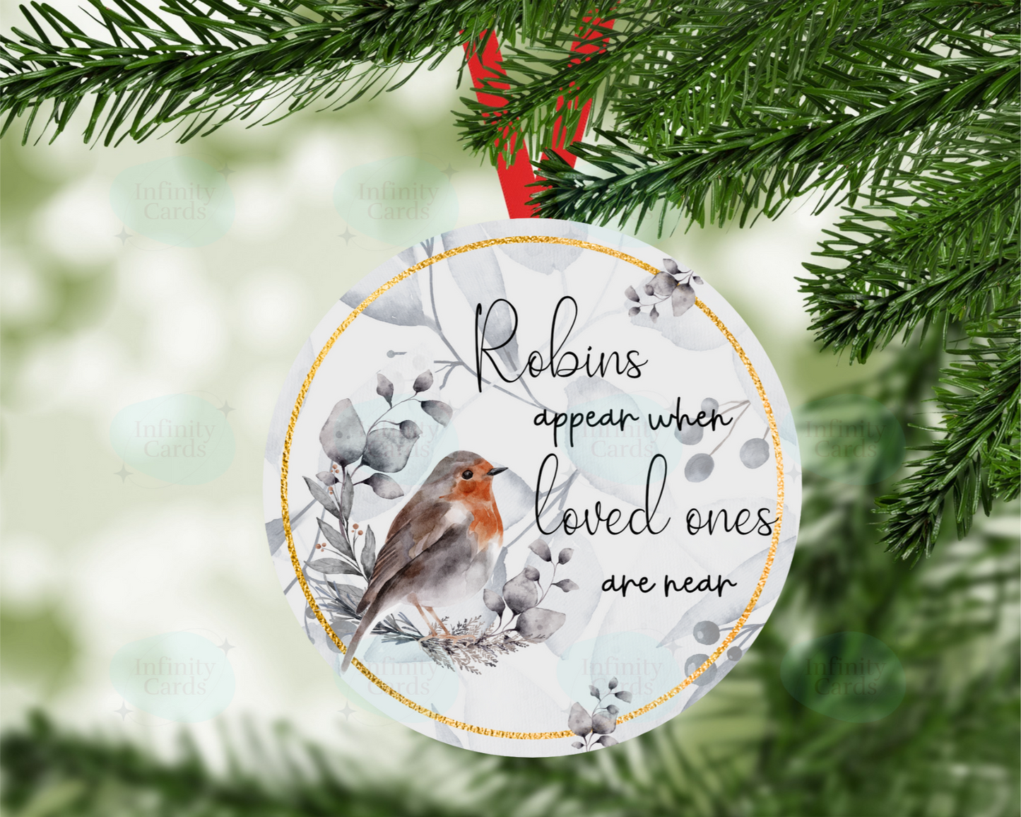 Robins Appear When Love Ones Are Near Photo Christmas Tree Decoration