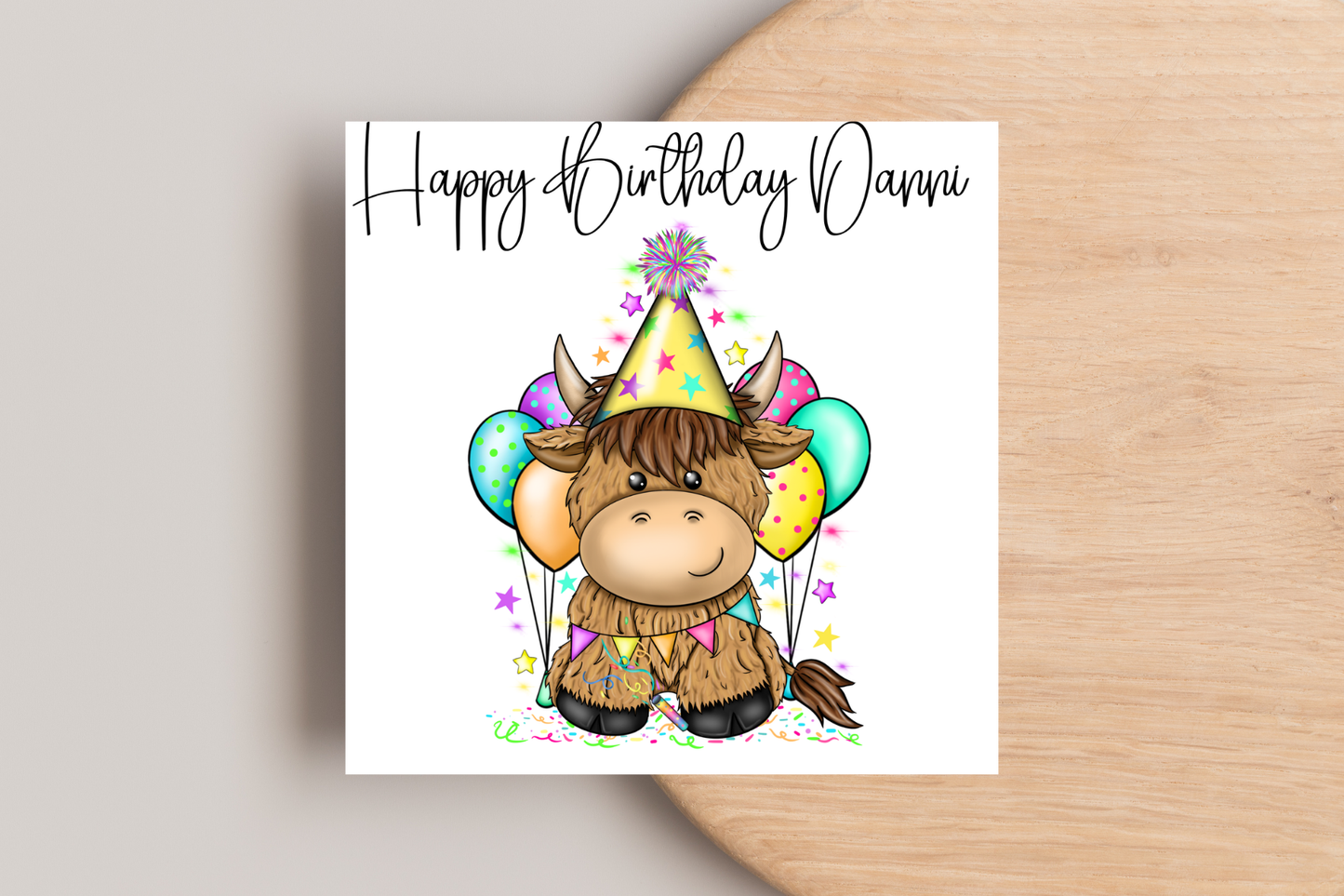 Personalised Highland Cow Birthday Card