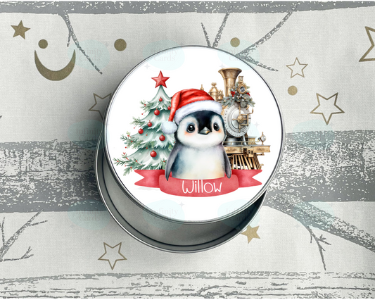 Personalised Penguin Christmas Treats Tin