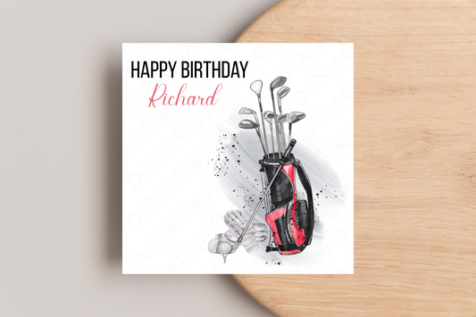 Personalised Golf Birthday Card