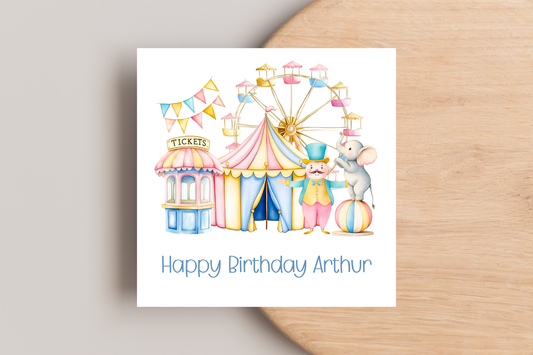 Personalised Circus Birthday Card