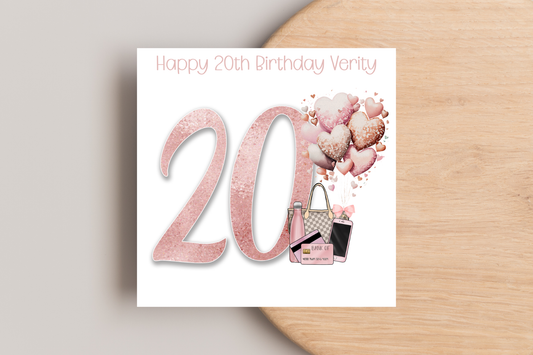 Personalised 20th Pink Tech Birthday Card