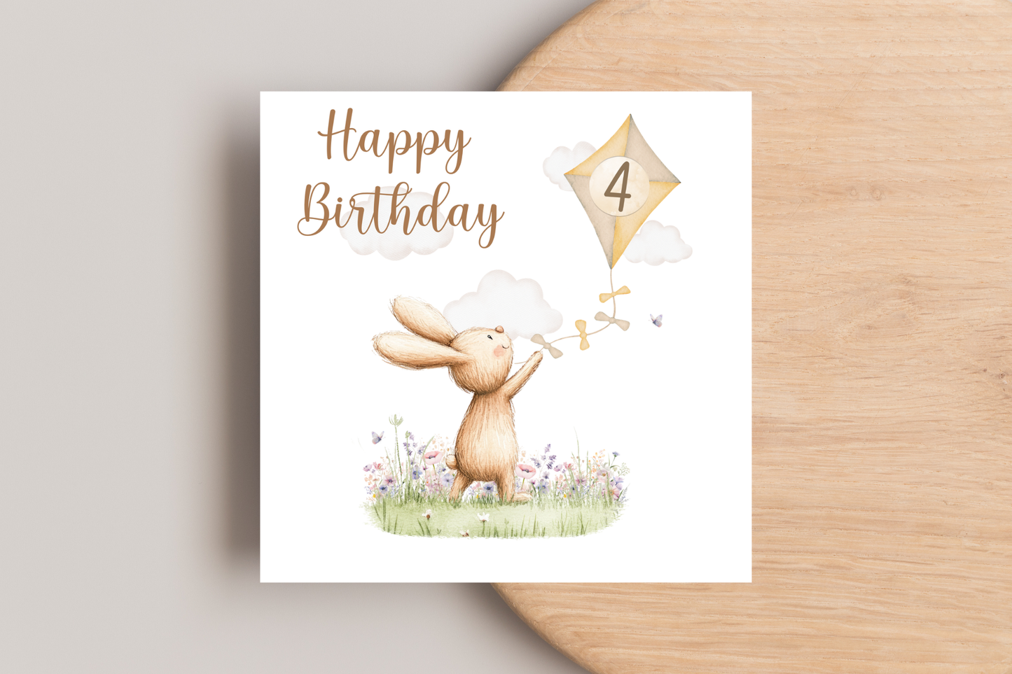Bunny Kite Flying Birthday Card