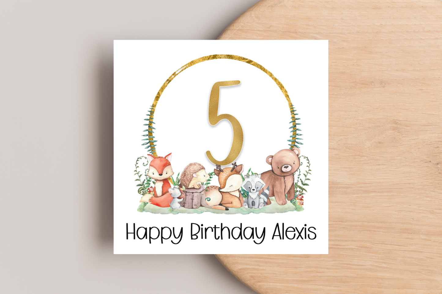Personalised Woodland Animals Birthday Card