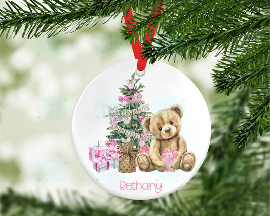 Personalised Teddy Christmas Tree Decoration