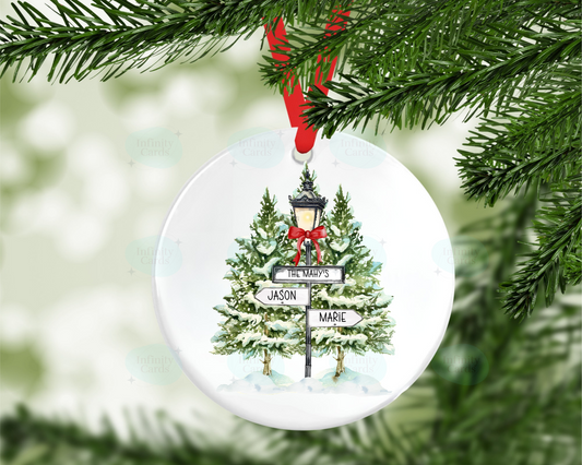 Personalised Winter Sign Post Family Christmas Tree Decoration