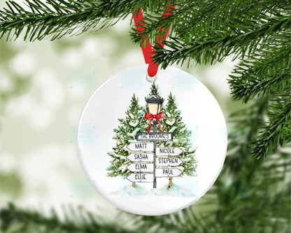 Personalised Winter Sign Post Family Christmas Tree Decoration