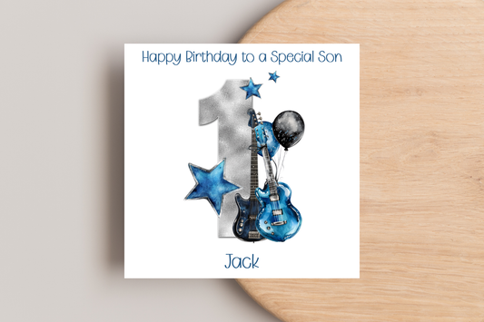 Personalised Guitar Birthday Card