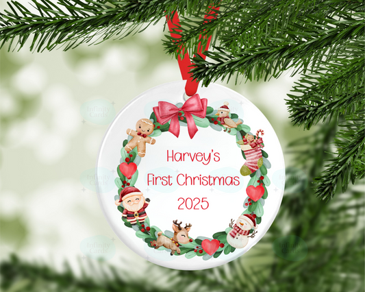 Personalised First Christmas Wreath Christmas Tree Decoration