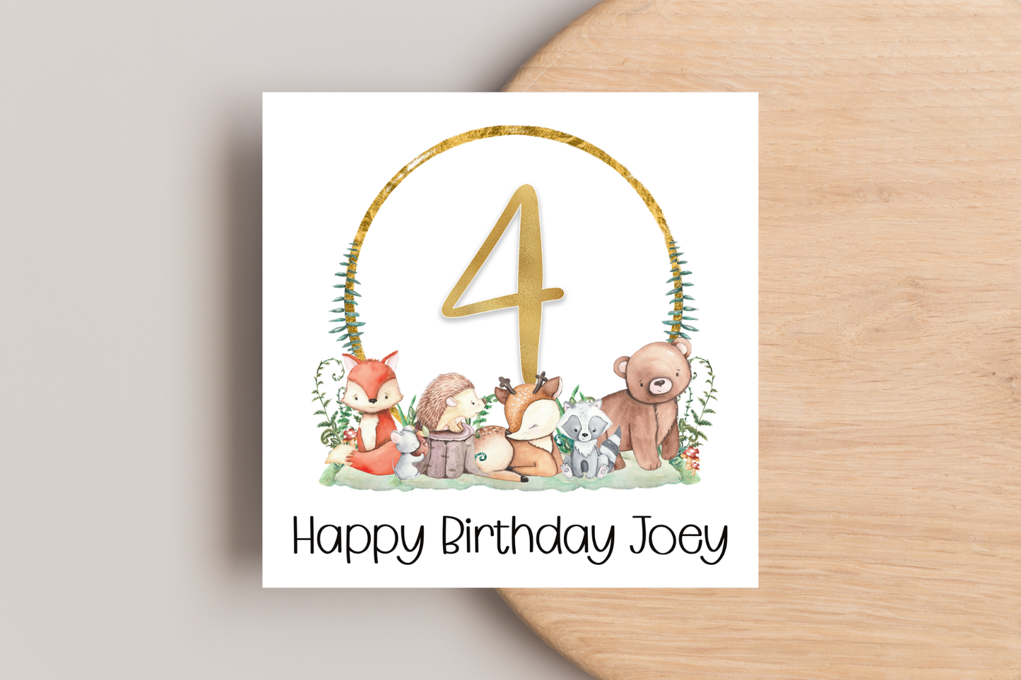 Personalised Woodland Animals Birthday Card