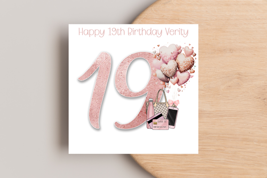 Personalised 19th Pink Tech Birthday Card
