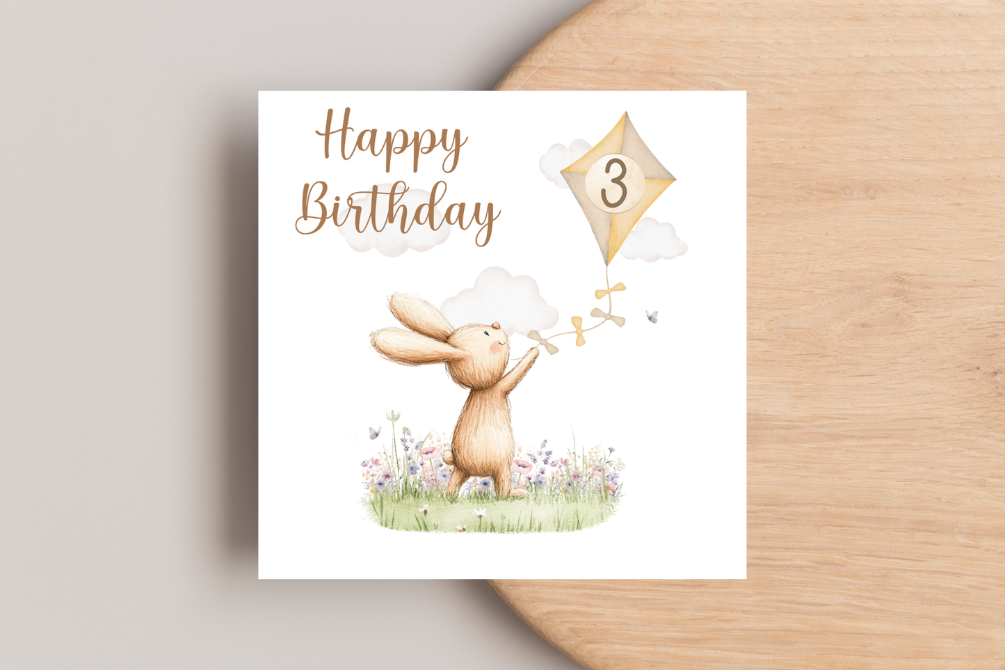 Bunny Kite Flying Birthday Card