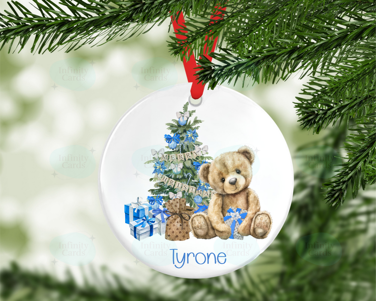 Personalised Teddy Christmas Tree Decoration