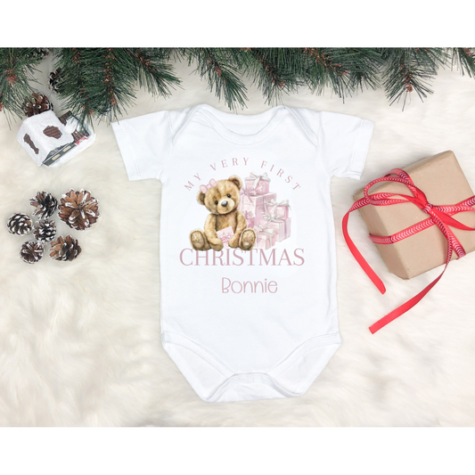 Personalised 1st Christmas Teddy Bear Vest