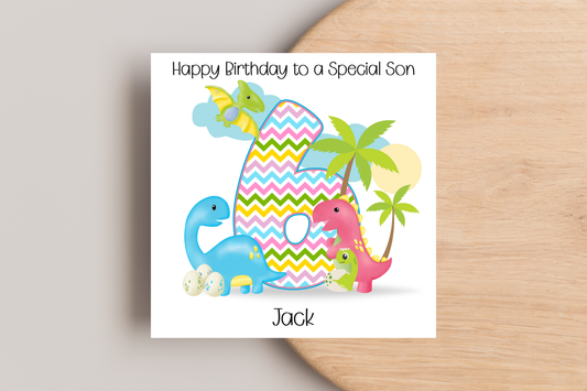 Personalised Dinosaur Birthday Card