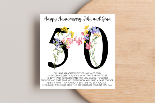 Personalised 50th Golden Wedding Anniversary Card