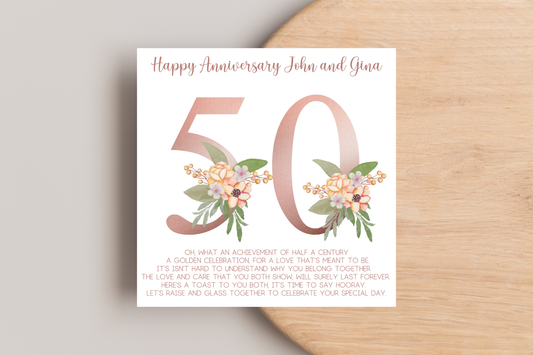 Personalised 50th Golden Wedding Anniversary Card