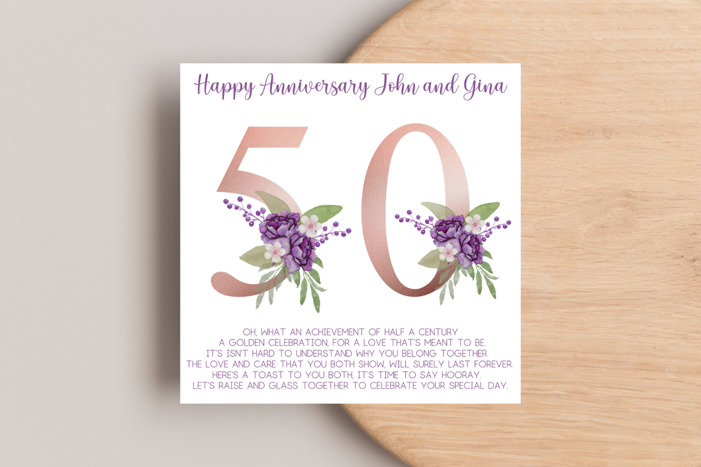 Personalised 50th Golden Wedding Anniversary Card