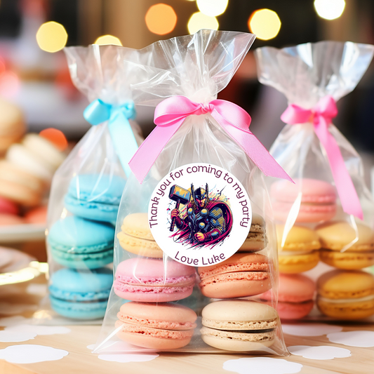 24 X Thor Thank You For Coming To My Party Stickers: Personalise Your Party Favours!