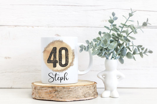 Personalised Birthday Black and Gold Mug