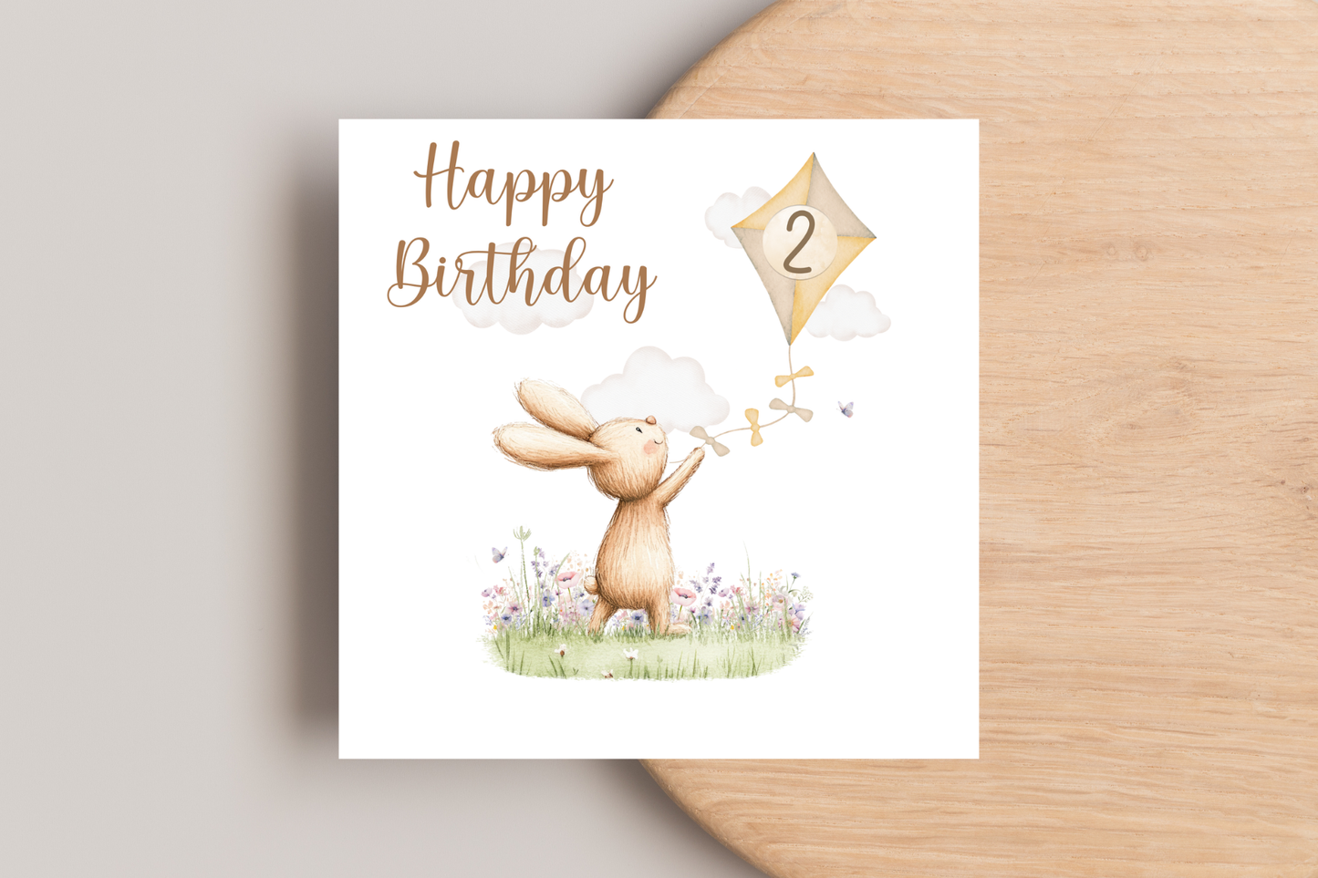 Bunny Kite Flying Birthday Card