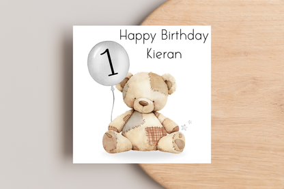 Personalised Bear Birthday Card