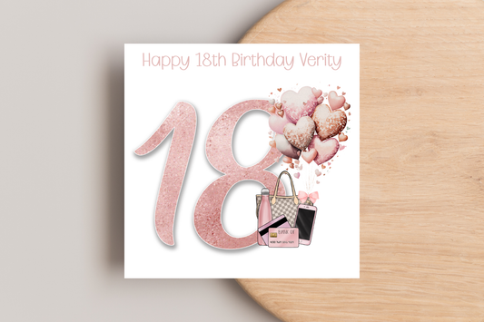 Personalised 18th Pink Tech Birthday Card
