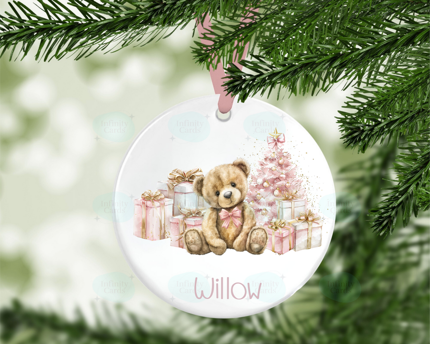 Personalised Merry Christmas Teddy Bear Tree Decoration