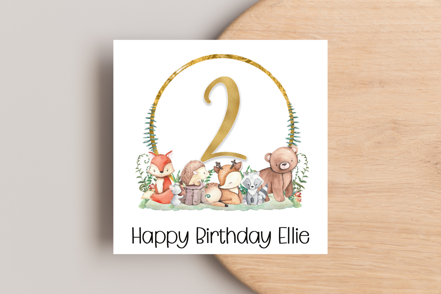 Personalised Woodland Animals Birthday Card